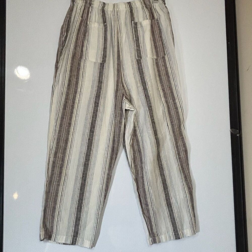 Blair Linen Blend Striped Pull-On Drawstring Crop Pants